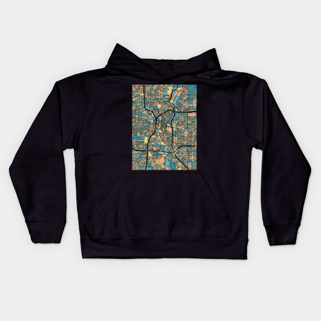 San Antonio Map Pattern in Mid Century Pastel Kids Hoodie by PatternMaps